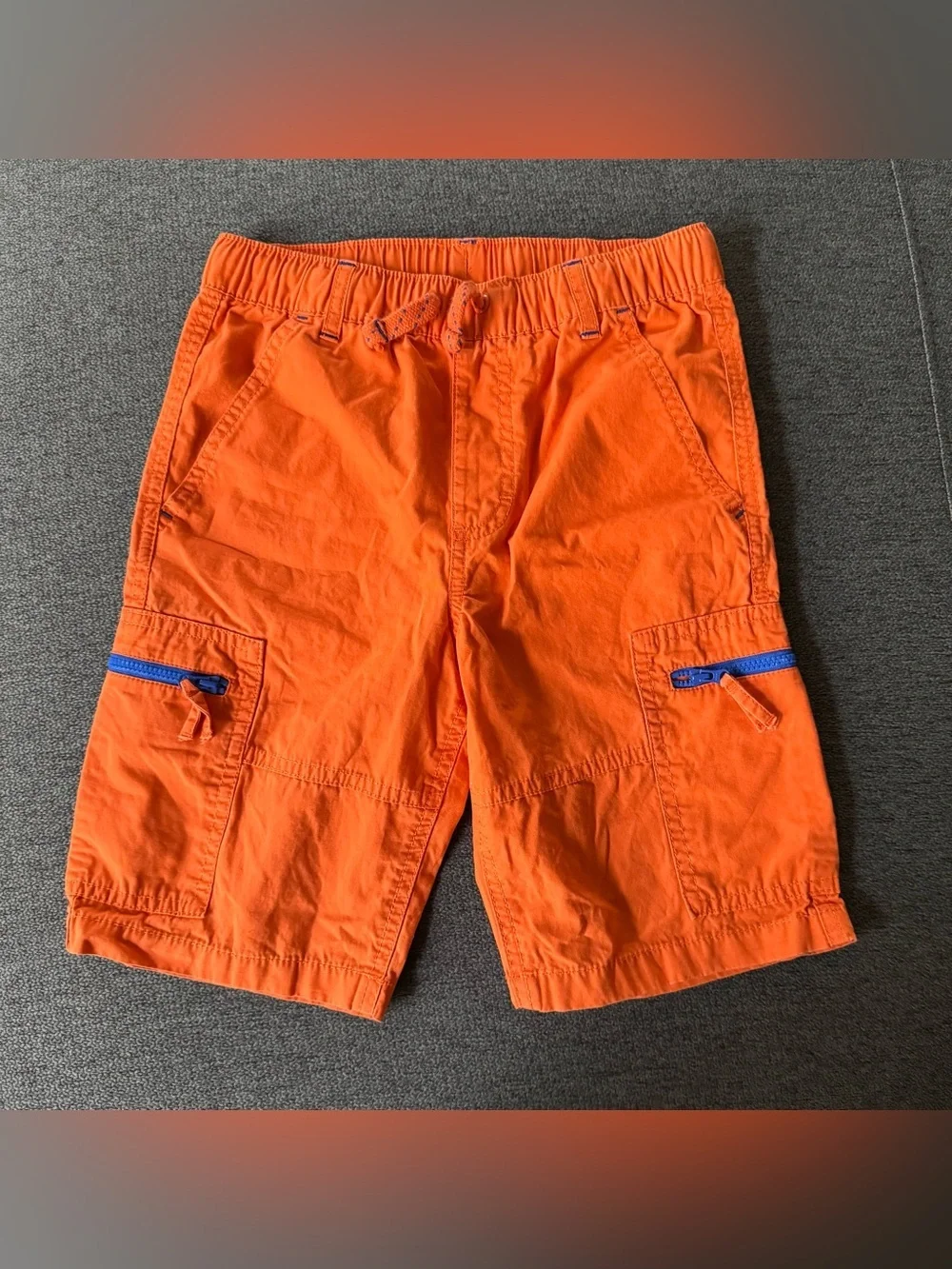 Gymboree Start Your Engines bright orange cargo shorts Boys 8
